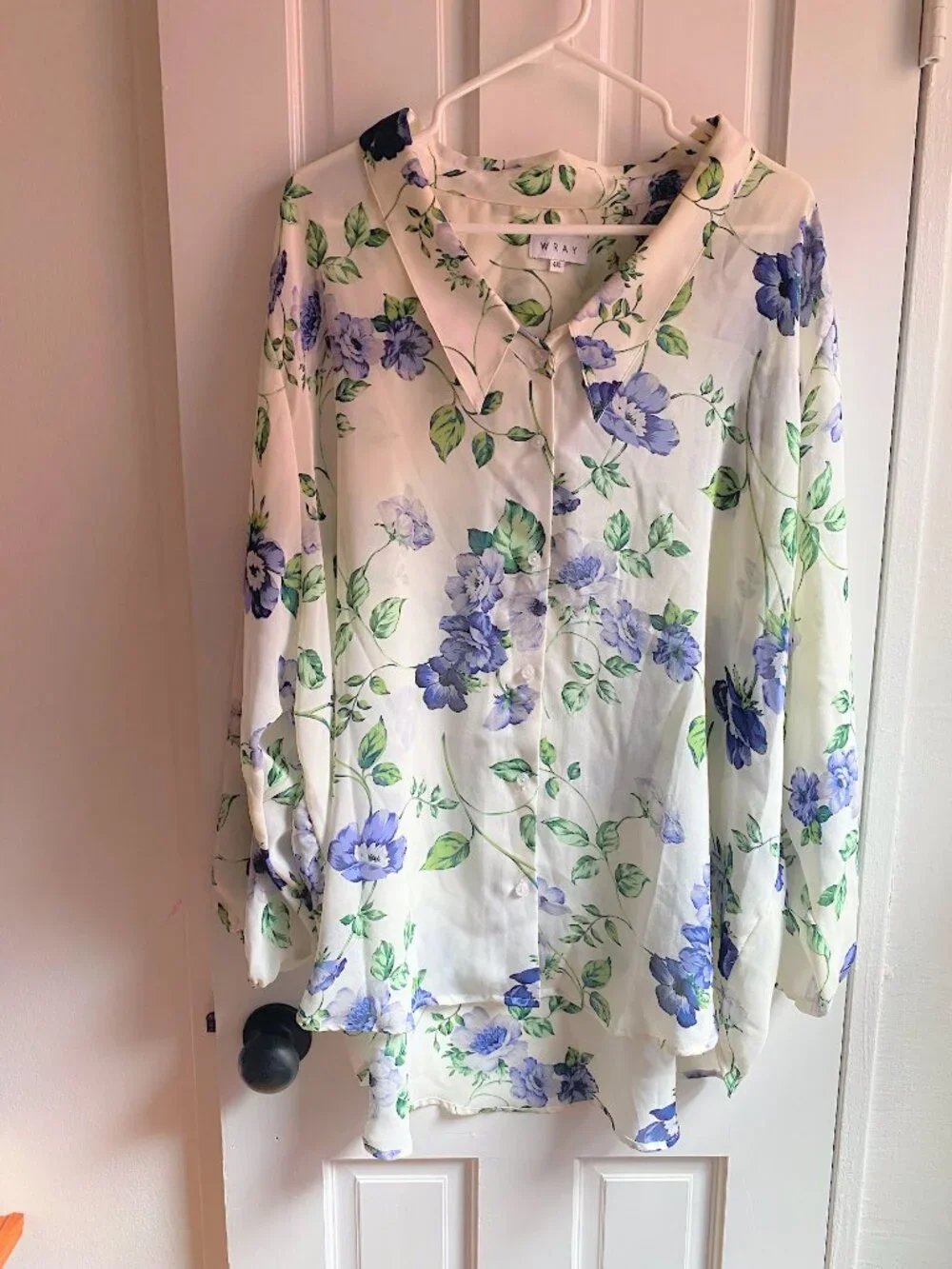 Wray NYC Blue Floral Indigoletta Rose Sheer Nic Shirt Sz 4XL Plus